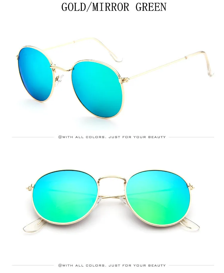 Роскошные брендовые дизайнерские Круглые Солнцезащитные очки для женщин и мужчин, винтажные Ретро зеркальные солнцезащитные очки, полная оправа из сплава, зеркальные очки UV400, винтажные очки