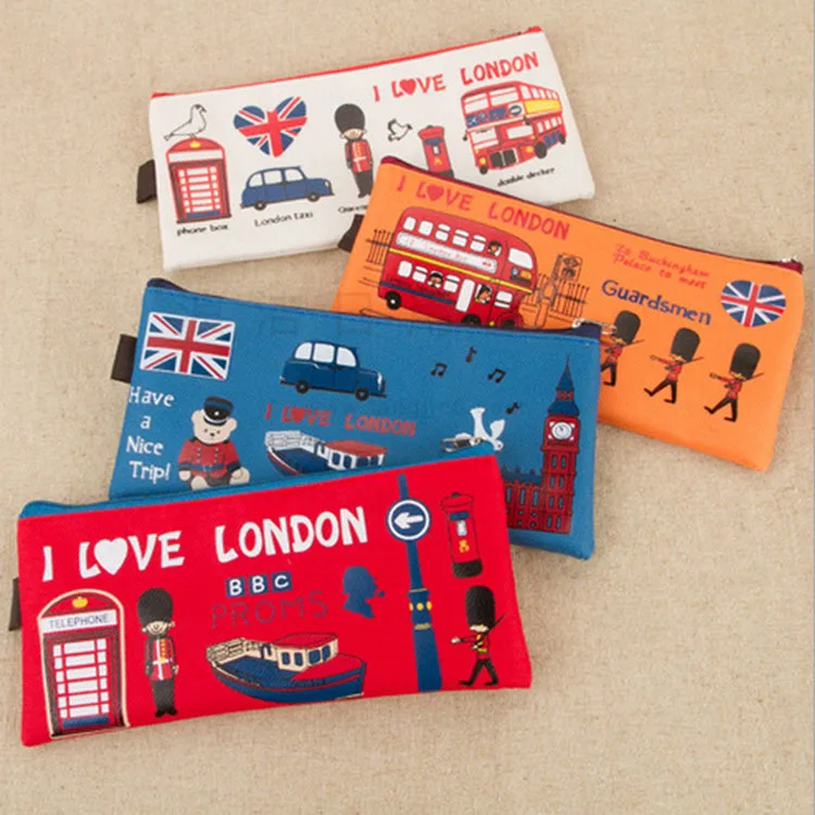 

Kawaii Creative leap London pencil case Portable Student Stationery Storage Pencil Bag School office gift stationery