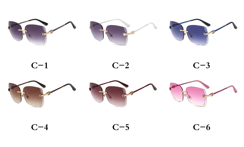 OUBR Новые Дамские бескаркасные Стразы солнцезащитные очки модные трендовые качественные солнцезащитные очки Брендовые дизайнерские градиентные солнцезащитные очки UV400