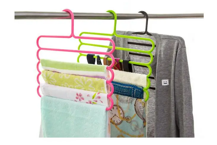 

1Pc Pants Hangers Holders For Trousers Towels Clothes Apparel Hangers 5 layer Space Saving