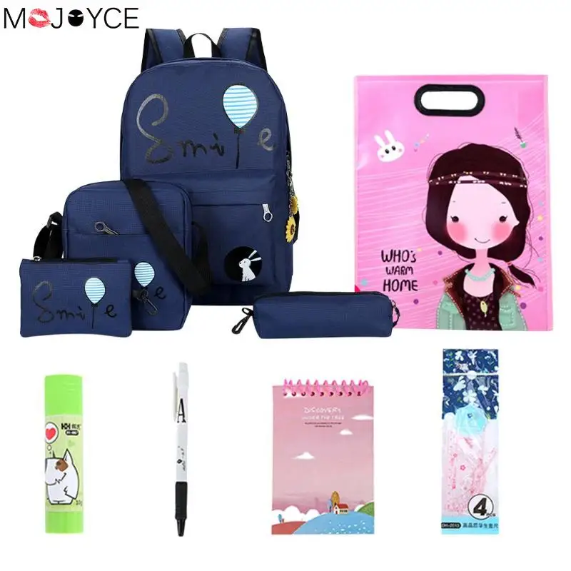 

10pcs/Set Cute Print Backpacks for Women Girl Casual Students Schoolbags Fashion Lovely Shoulder Bags Sets New Arrival ins hot