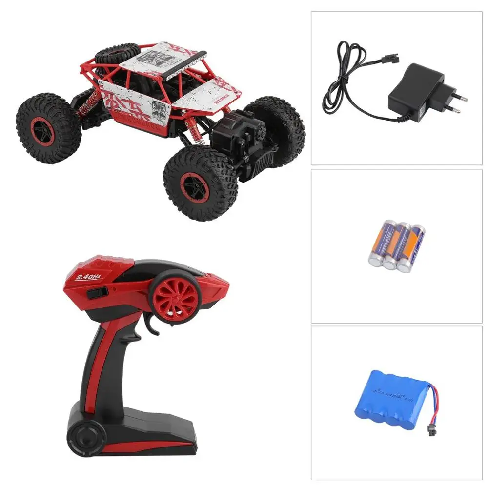 Радиоуправляемая машина 2,4G 4WD RC Rock Driving Crawlers Car Double Motors Drive Bigfoot модель дистанционного управления автомобиль внедорожник игрушка EU Plug - Цвет: red