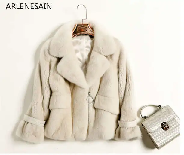 

Arlenesain custom 2018 new mink coat women Copenhagen velvet tidy short suit collar OL mink fur coat