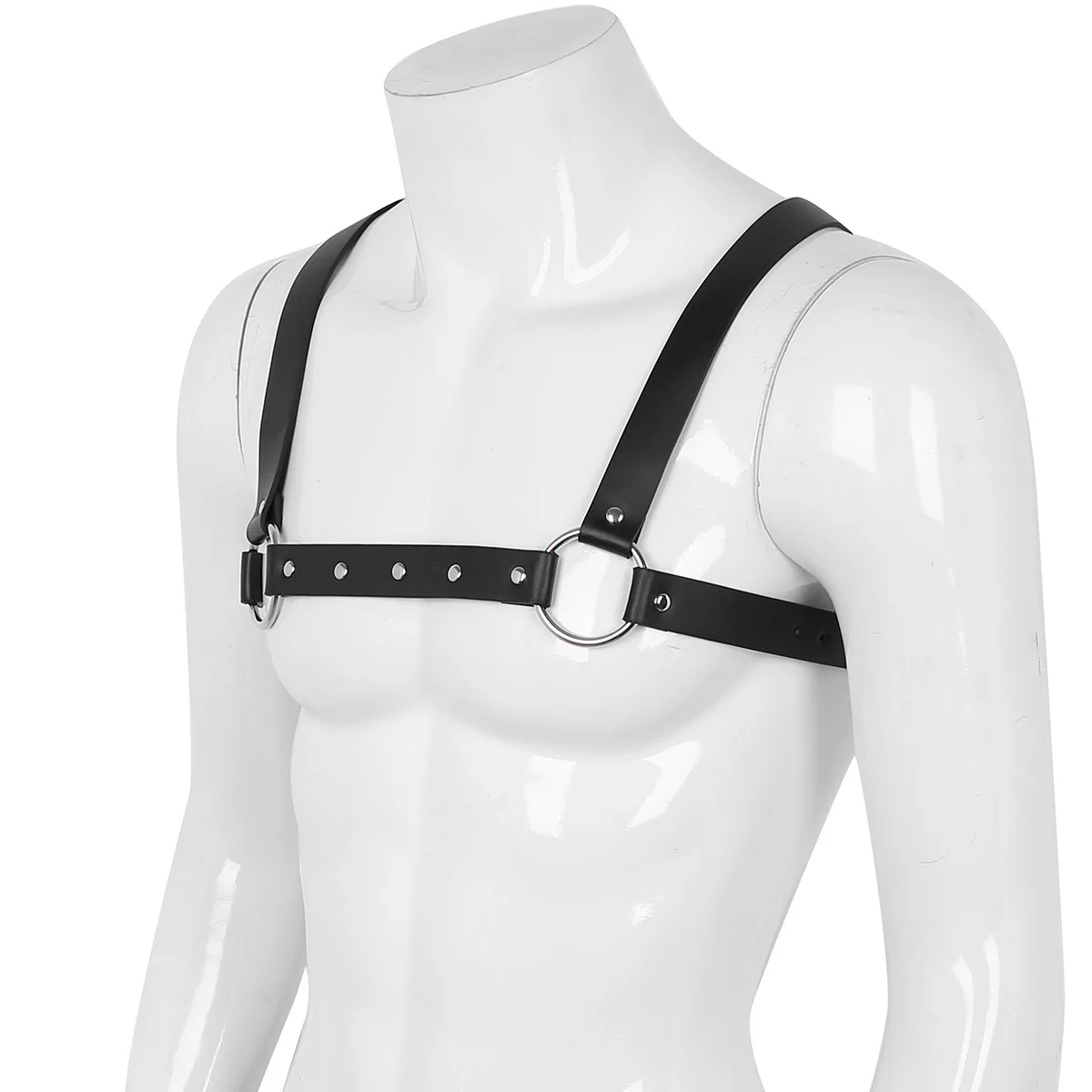 TiaoBug мужской черный PU кожаный X дизайн бондаж ремень Регулируемый Грудь Жгут металлические кольца ремень сексуальный мужской БДСМ костюм бандаж