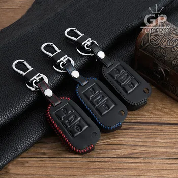 

Leather car key fob bag cover case set protect for Peugeot 3008 308 RCZ 508 408 2008 407 307 for Citroen C4L CACTUS C5 C3 C6 C8