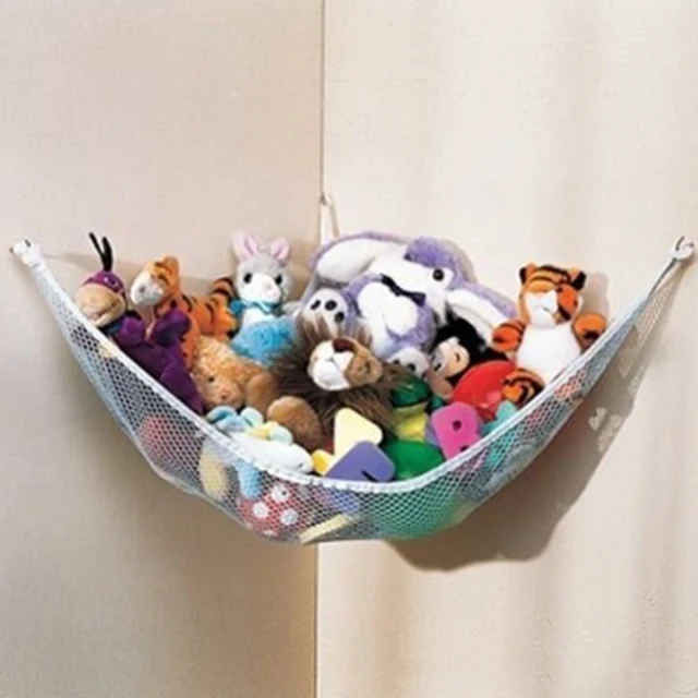 Hangmat voor knuffeldieren, grote boho knuffeldieren, opberghouder, hoekopknoping, speelgoednet, organizer met kwastje voor slaapkamer, kinderkamer, decoratie