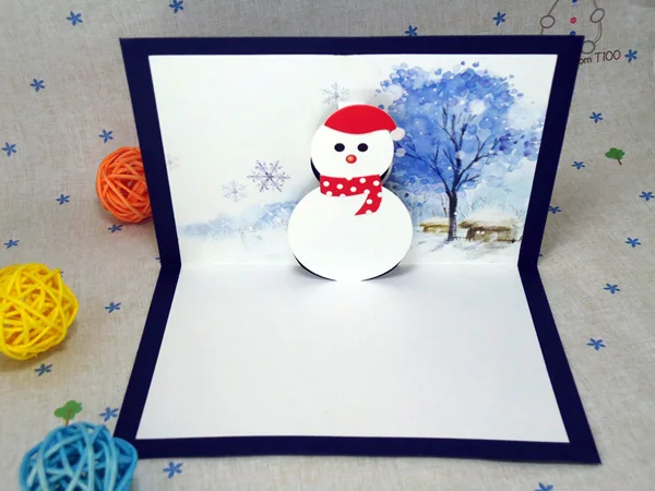3d Snowman Xmas Festival Greeting Cards Pop Up Christmas Cards Christmas Card Cover Christmas Barrelcard Sound Aliexpress