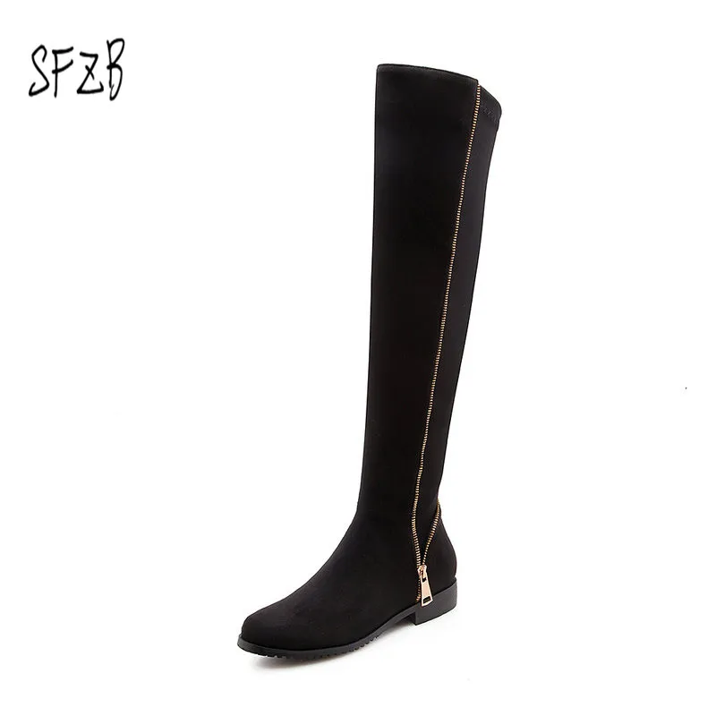 

SFZB Brand Over knee High Boots Shoes Leather Women Wool Fur Plush Boot Winter Knee-high Luxury Russian Long Boots