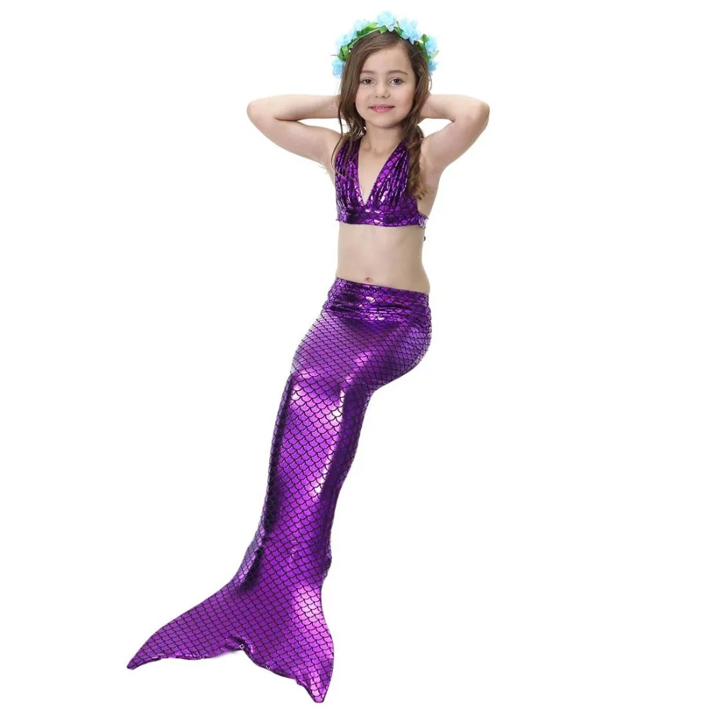 Girls Walkable And Swimmable Mermaid Tail Swimsuit Cosplay Costume Kids Children Bikini And Sparkle Mermaid Swimtail