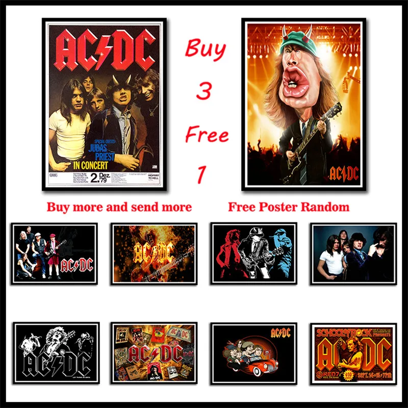 

Acdc rock band Malcolm Angus Coated Paper posters Home Furnishing decorative wall stickers posters Frameless