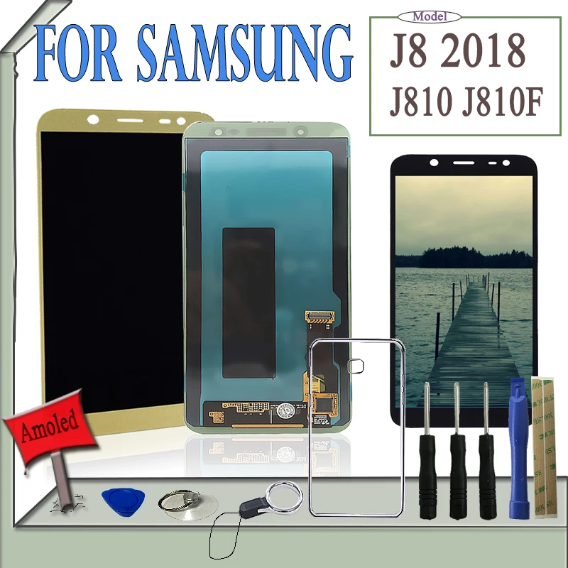 

SZMUGUA 6.0'' AMOLED LCD For Samsung Galaxy J8 2018 J810 J810F J810G LCD Display Touch Screen Digitizer Assembly With Tools