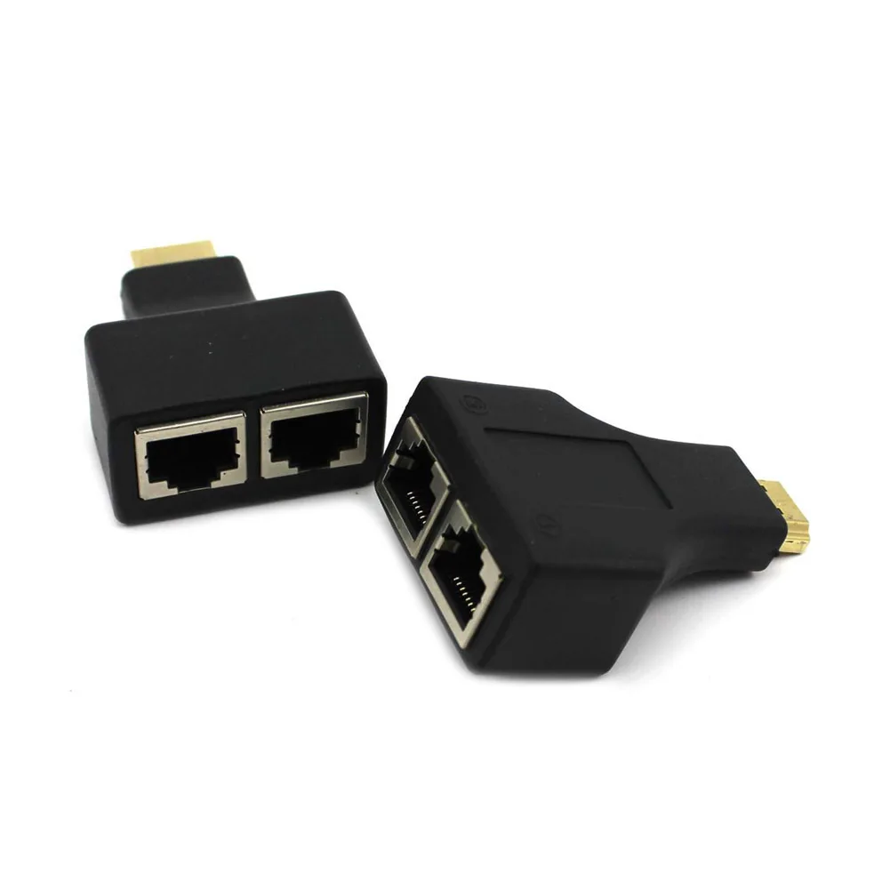 

New 2 Pcs HDMI Dual RJ45 CAT5E CAT6 UTP LAN Ethernet HDMI Extender Repeater Adapter 1080P For HDTV HDPC PS3 STB DOM668