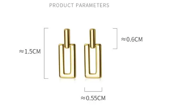 15 мм* 5,5 мм Маленькая 1 пара настоящая. 925 пробы серебряные ювелирные изделия Бар& Открытый прямоугольник геометрические висячие серьги GTLE2762 - Цвет камня: gold