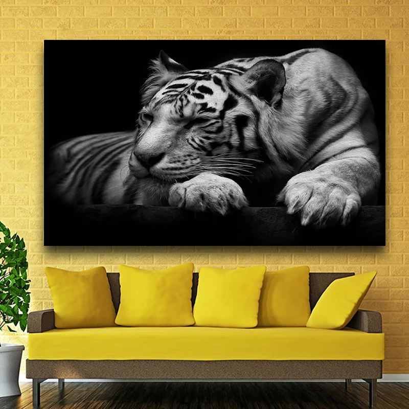 Buy White Tiger Paintings For Living Room Modern