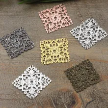 30 мм винтажное резное плоское квадратное цветочное обертывание звенья европейские шармы бу Yao заколка для волос аксессуары DIY фурнитура многоцветные