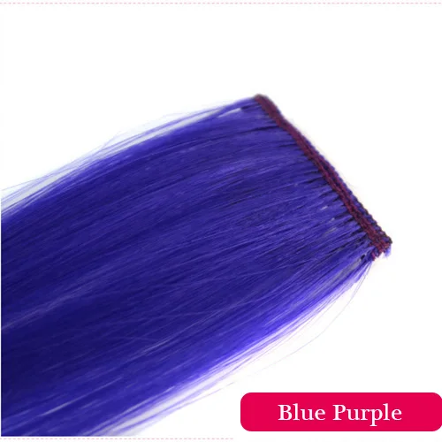 Nissi 50 см, один зажим, один кусок, волосы для наращивания, синтетические, длинные, прямые, для наращивания, радужные, цветные волосы для детей и женщин - Цвет: Blue Purple