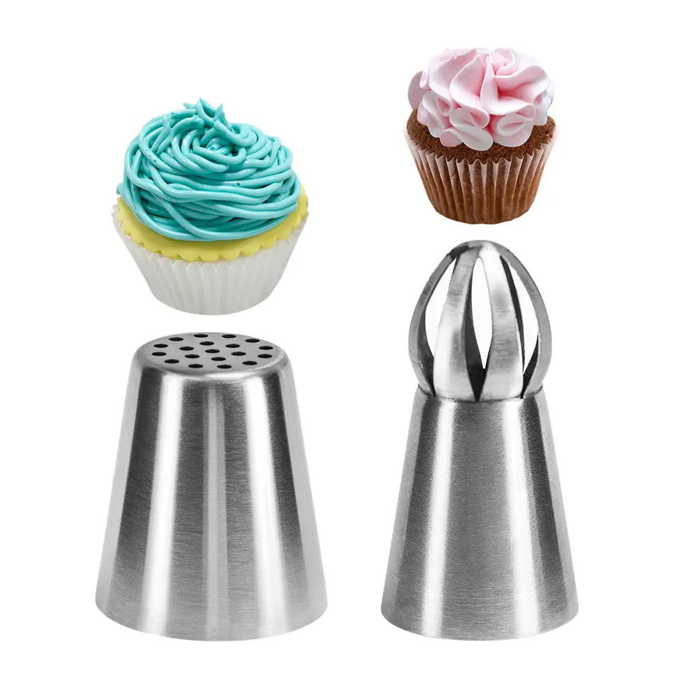 

2pc Kitchen Accessories Icing Piping Nozzle Cake Decorator Stainless Steel Russian Nozzle Cream Mouth Dessert Decor