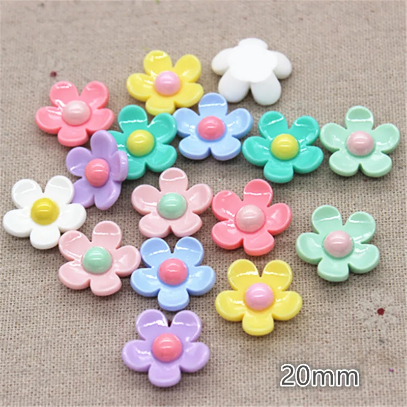 

20pcs 20mm New Resin Five-petal Flower Flatback Cabochon DIY Hair Ornament Decoration Scrapbooking