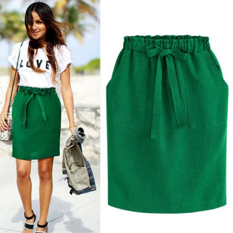 

Women Half Dress Solid Color Bowknot High Waist Pencil Skirt for Summer JL