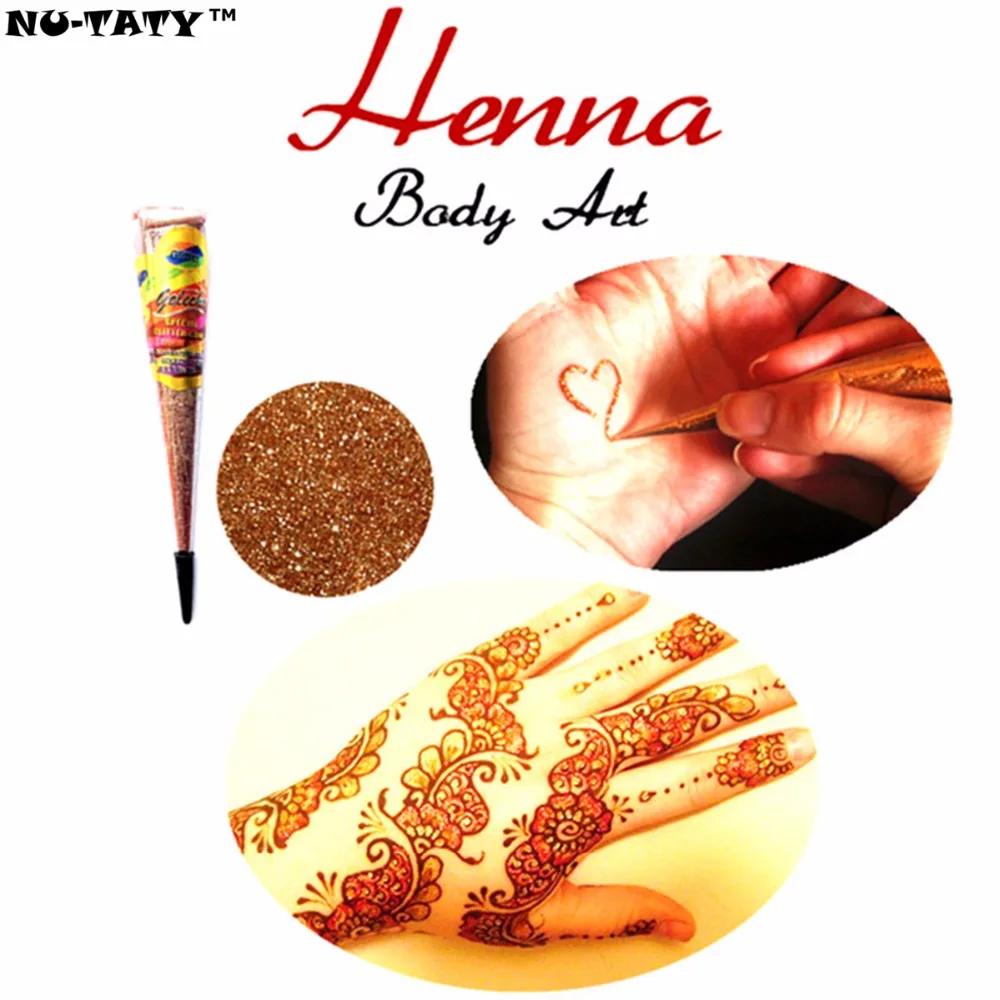 

Nu-TATY 25g Glitter Copper Henna Body Art Tatuagem Paint Shimmer Tattoo Cone Temporary Flash Tattoo Makeup Drawing Tools