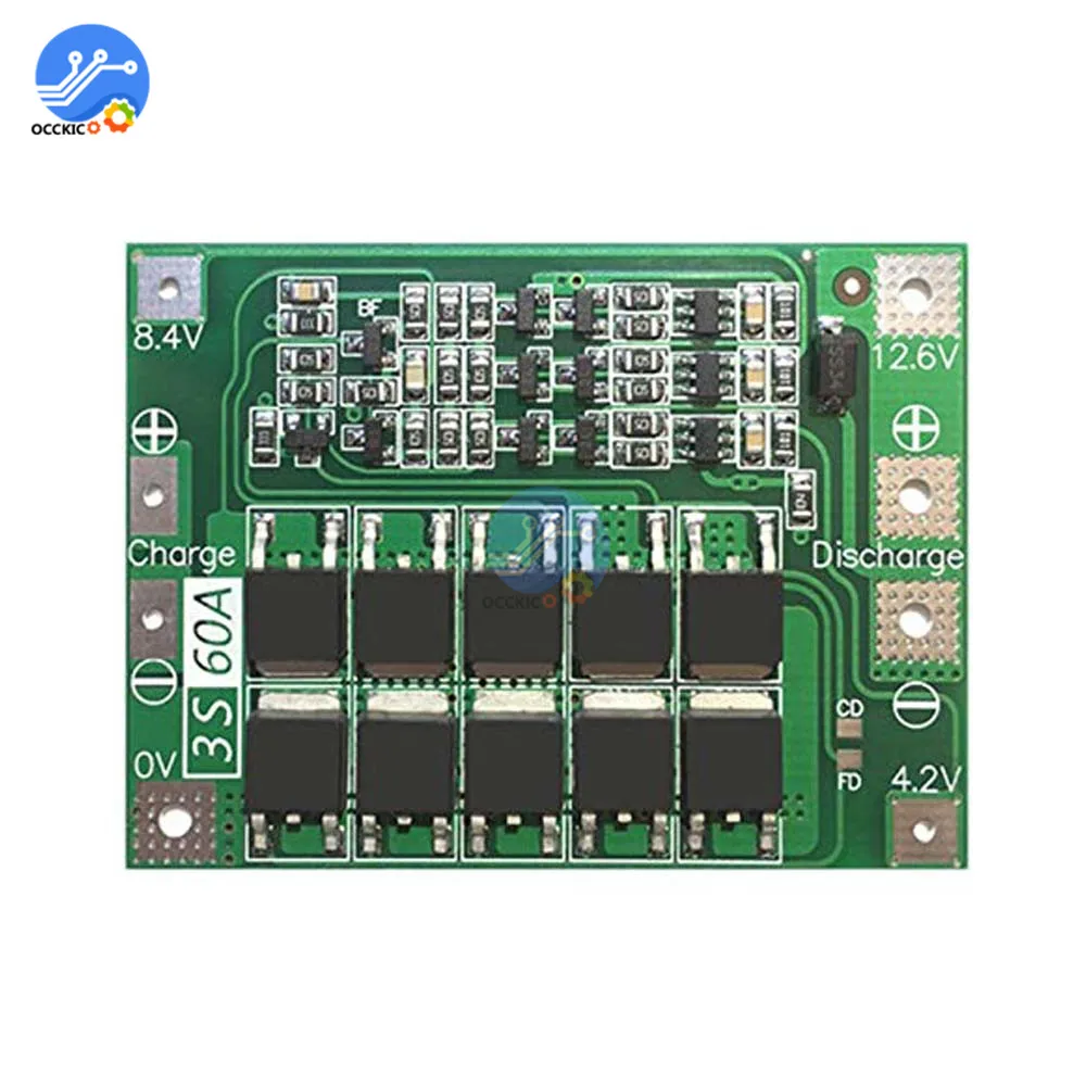 3S 60A BMS 18650 литий-ионный аккумулятор Защитная плата PCB 12,6-13,6 V батарея баланс доска для бурильного двигателя