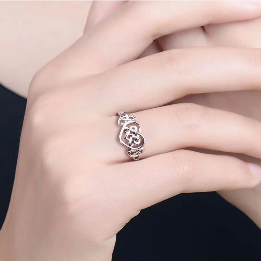 Серебряное кольцо Eudora, настоящее 925 пробы, на удачу, кельтский стиль, на любовь, с узлом, для женщин, специальный дизайн, модные обручальные кольца, ювелирное изделие CYJ01