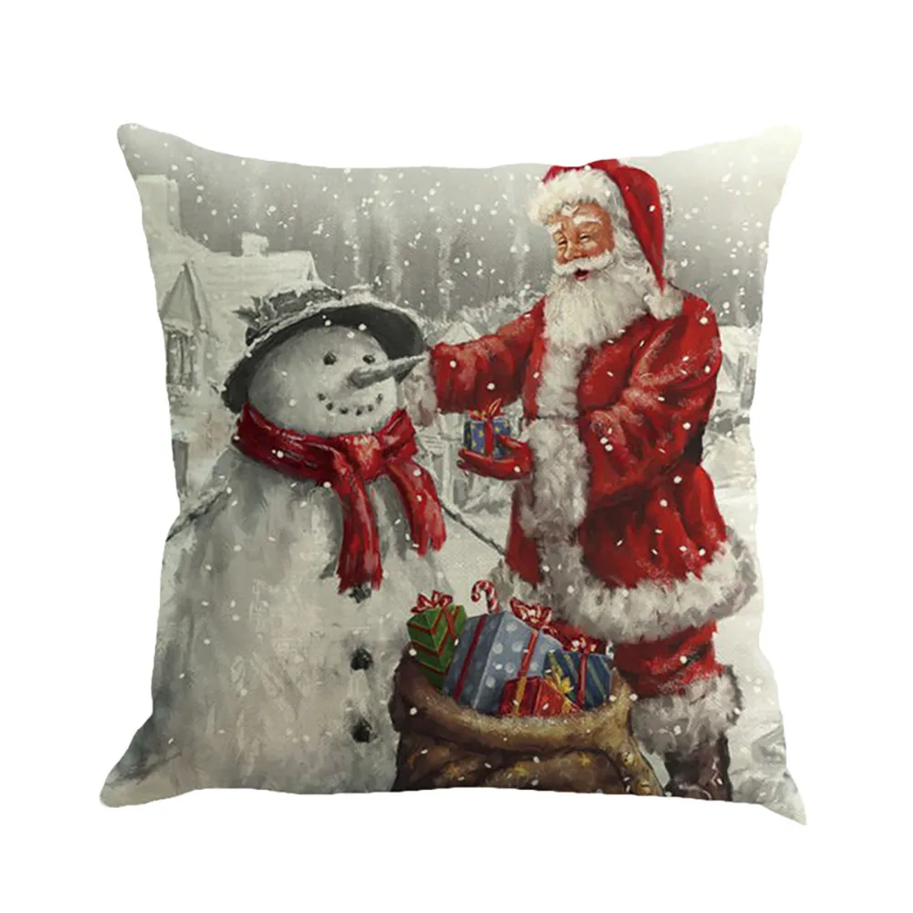 Рождественский чехол для подушки с принтом Санта Клауса, крашеная диванная кровать, домашний декор, наволочка для подушки, наволочка для подушки, Прямая поставка - Цвет: A