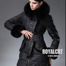 Royalcat, зимняя женская куртка, пуховик с лисьим мехом, женское пуховое пальто с натуральным мехом, с капюшоном, верхняя одежда, парки, длинная свободная парка