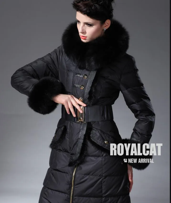 

Royalcat 2017 Winter jacket women down jackets Fox fur Women'r down coat real fur hood down outerwear parkas long loose parka