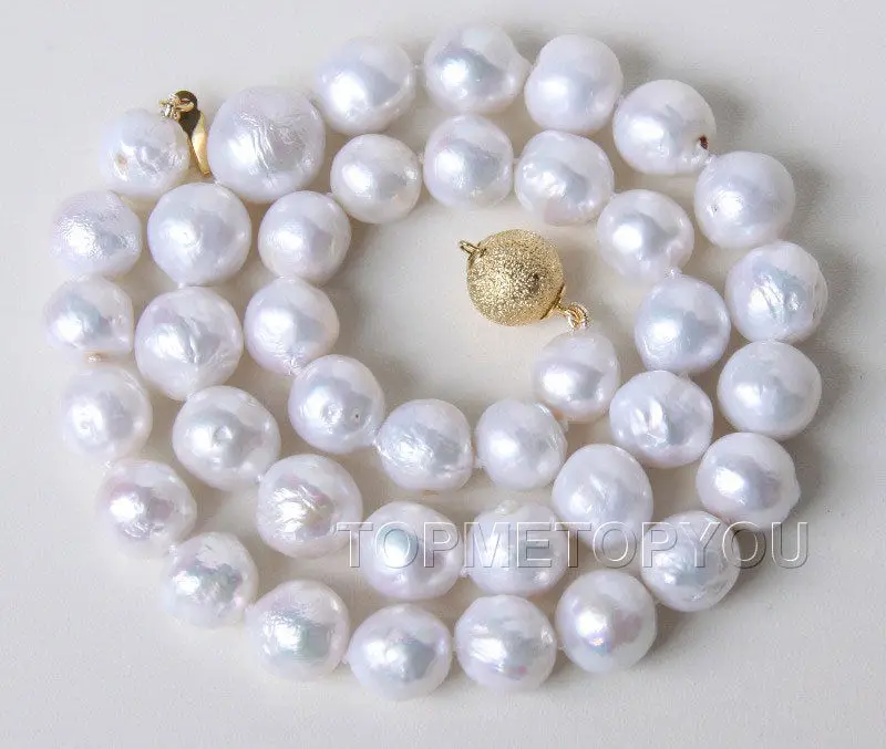 

Free shipping hot sale Women Bridal Wedding Jewelry >>Charming!! Natural 11mm white metallic luster Reorn keshi pearls necklace