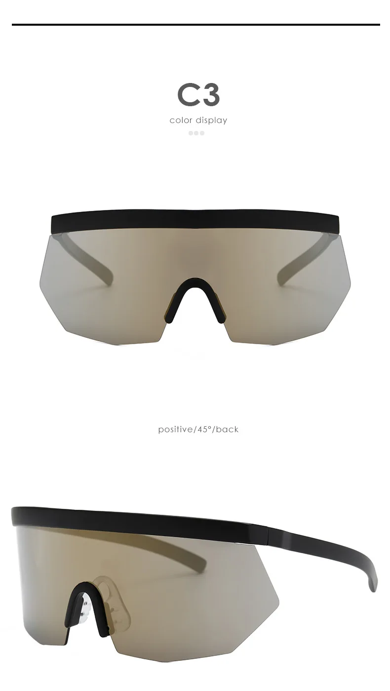 Большая маска для лица, защитные футуристические солнцезащитные очки для женщин, трендовые большие солнцезащитные очки с заклепками, мужские очки без оправы, негабаритные солнцезащитные очки FML