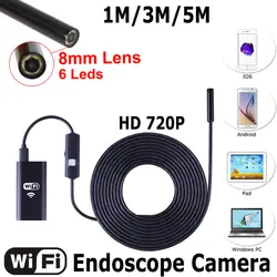 8 мм Объектив Wifi Android Iphone эндоскопа Камера 1 м 3 м 5 м Водонепроницаемый змея трубой бороскоп 720 P Iphone Камера эндоскопа