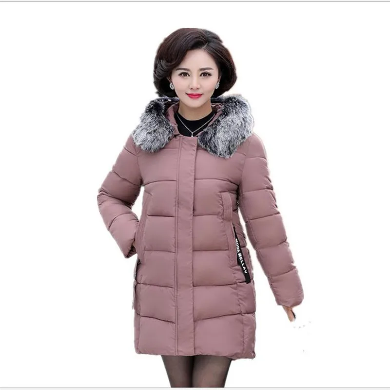 

Plus Size 5XL Mid-Age Winter Women Jackets 2019 Hooded Large Fur Collar Women Thicken Warm Parkas Wadded Jacket Hot Sale CQ2733