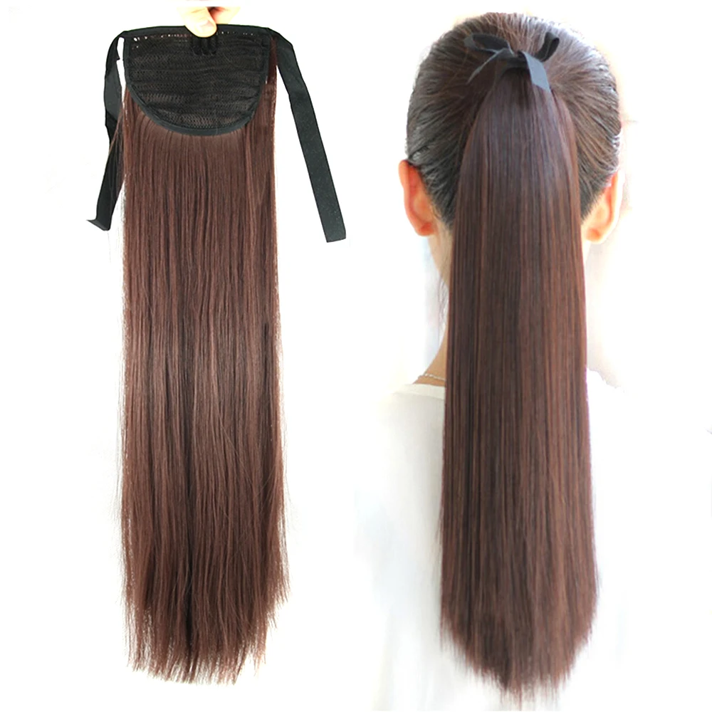 

Soowee 55cm long Synthetic Hair Straight Hairpiece Drawstring Ponytail Horse clip in Hair Extensions Hair on Hairpins Fairy Tail