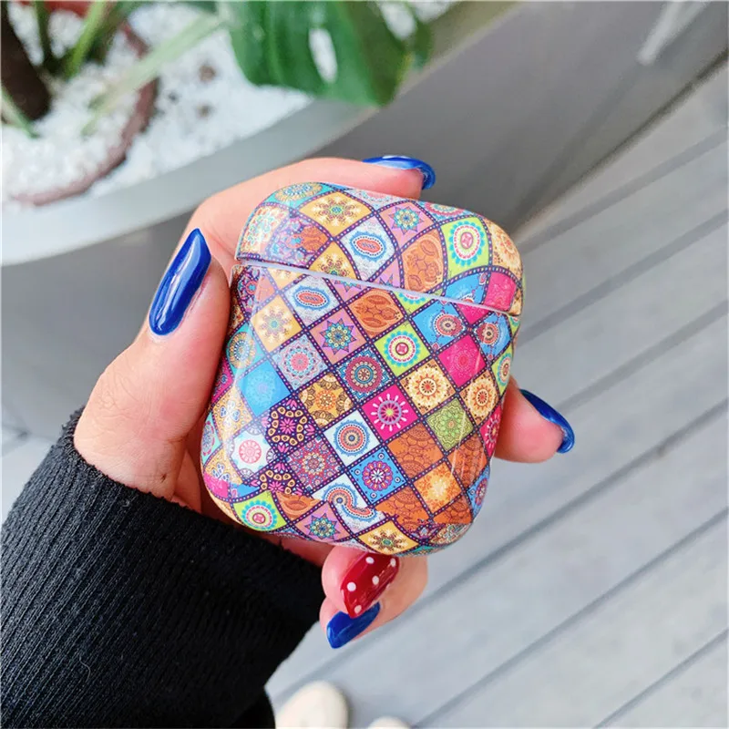 

Retro kaleidoscope Case For Apple Airpods Protective Cover Bluetooth Earphone Flower Hard Cover Headphones Case Box For Airpods