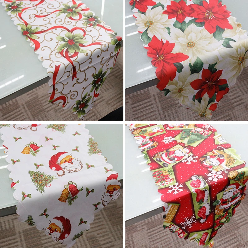 

Christmas Holiday Santa Claus Tablecloth Embroidered Table Runner Party Banquet Decor