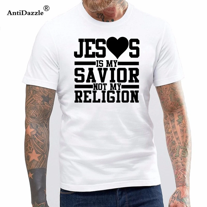 NEw Fashion Men's T-Shirt &quot Jesus Is My Savior Not Religion Printed T Shirt cotton 100% Free Shipping | Мужская одежда