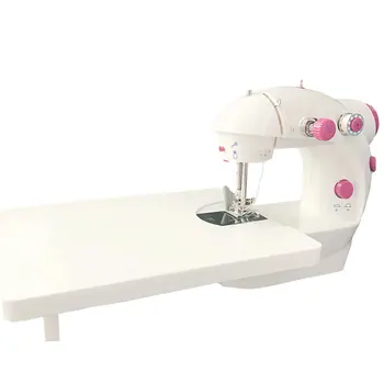 

Mini Electric Household Sewing Machine Dual Speed Adjustment with Big Extension Table Double Threads 202A Pink Sewing Machine