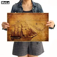 Старинная карта парусный винтажный плакат на стену Наклейка Настенная бумага искусство ретро кафе бар Паб Ретро бумага украшение дома 42x30 см GGB047