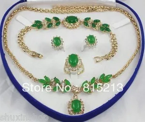 

ddh0472 hot-set emerald jade Necklace Bracelet Ring Earring