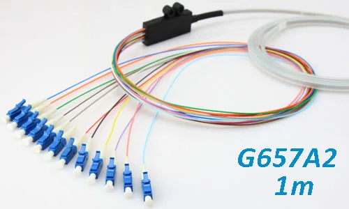

2pcs 12 Core Bare Fiber Ribbon with LC/UPC-G657A2-1m-PVC-Branch kit / Optical Fiber Pigtail