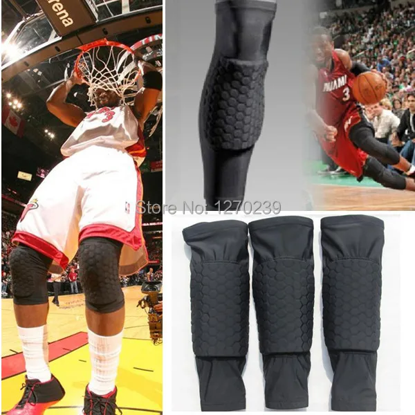 YD104 2015 New Basketball kneepad Hex Pad Extended Long Leg Sleeve Calf Shin Knee Pads