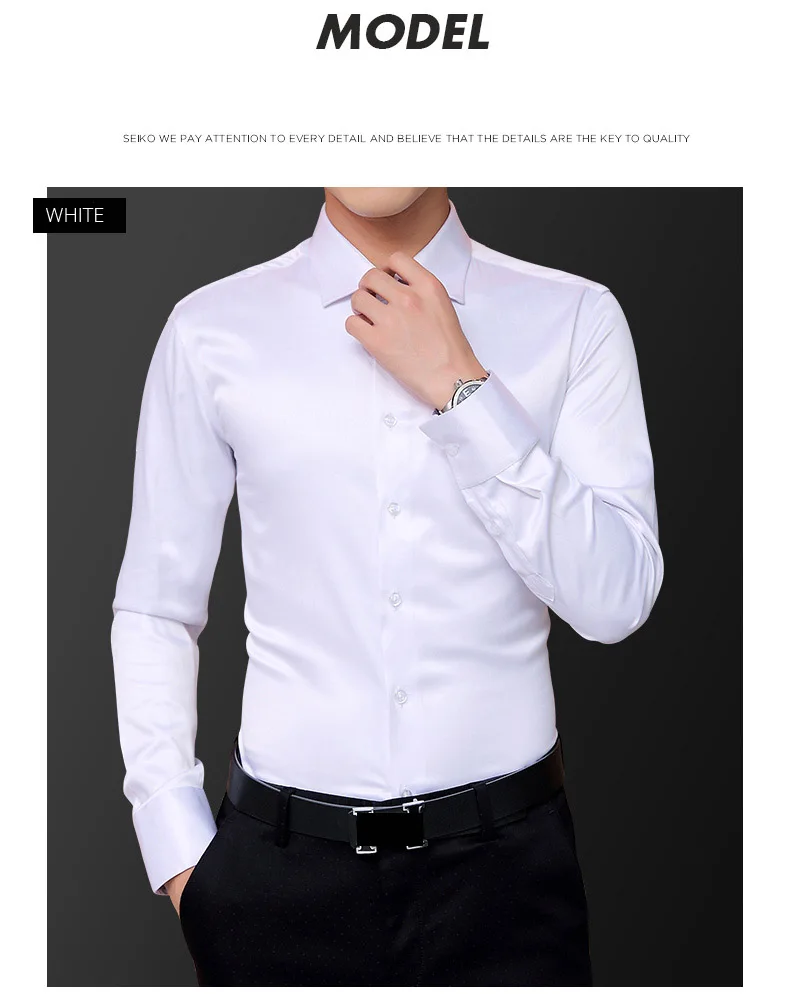 Осенние новые мужские корейские рубашки для свадебной вечеринки с длинными рукавами шелковая белая рубашка-смокинг для мужчин 5XL