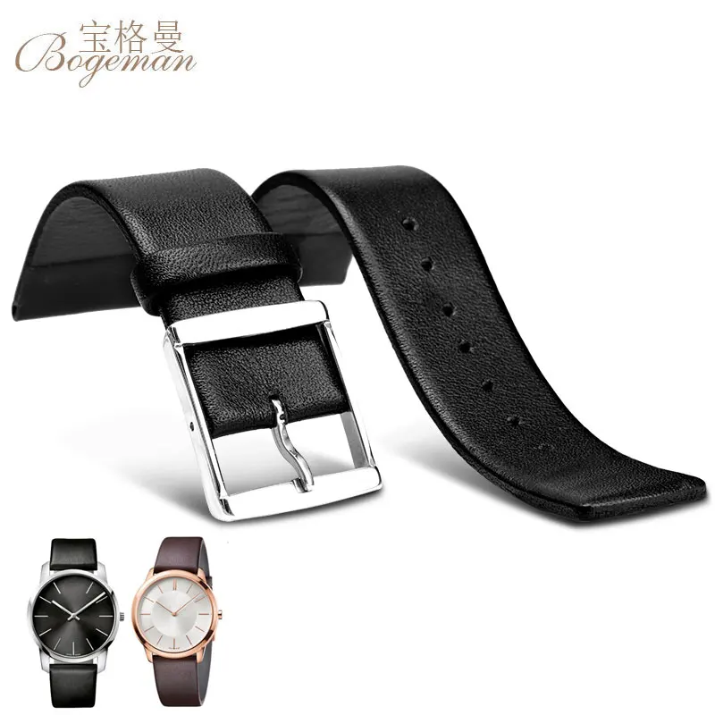 16 18 20 22 mm Leather Flat Strap Watchband Watch Strap For Daniel Wellington Calvin Klein For CK DW Watches Band Men Bracelets