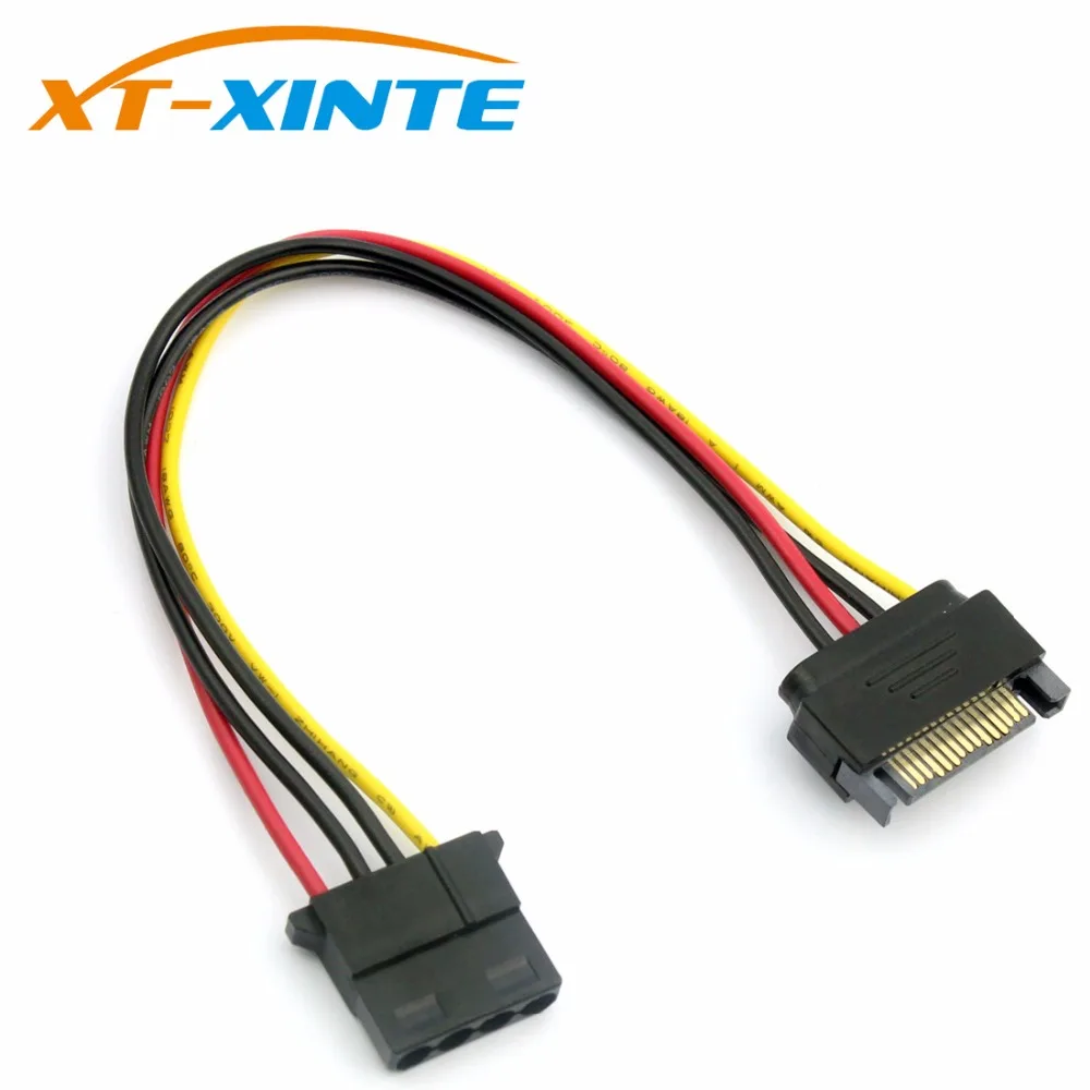 IDE to SATA Large 4Pin to SATA Power Cable 15Pin Male to 4Pin Famale Adapter Reverse Wire Line SATA Connector 20cm for Mining