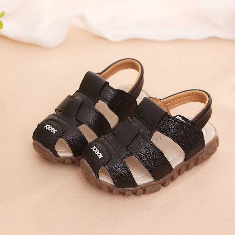 Новые сандалии для мальчиков летняя обувь из мягкой кожи с закрытым носком для малышей детская пляжная обувь для мальчиков и девочек спортивные детские сандалии CSH130