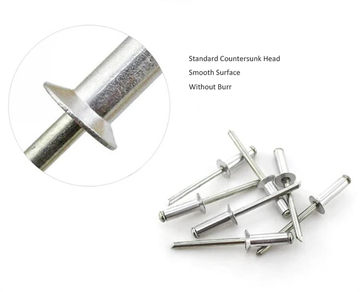 100pcs Countersunk Head Aluminum Blind Rivets Decorating Nails Flat