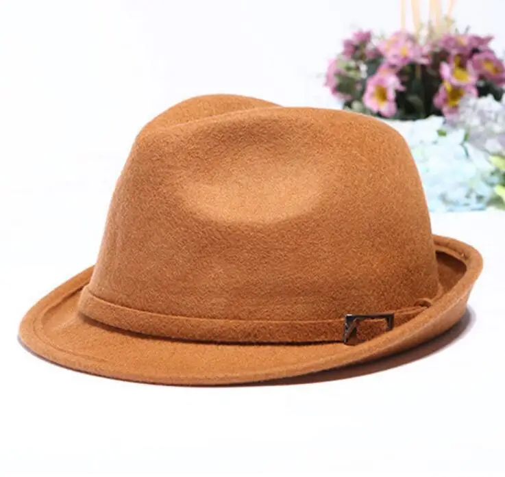 6pcs Quality Men Tan Wool Trilby Cap Winter Women Red Felt Trilbies