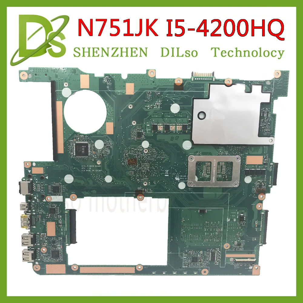 KEFU N751JK For ASUS N751JK N751JX Laptop Motherboard I5-4200HQ Mainboard with GTX850 2G/4G LVDS Graphics card Test Motherboard