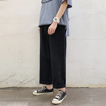 

2019 Summer New Pattern Trend Korean Version Of The Wild Loose Nine Points Straight Couple Harajuku Large Size Casual Pants